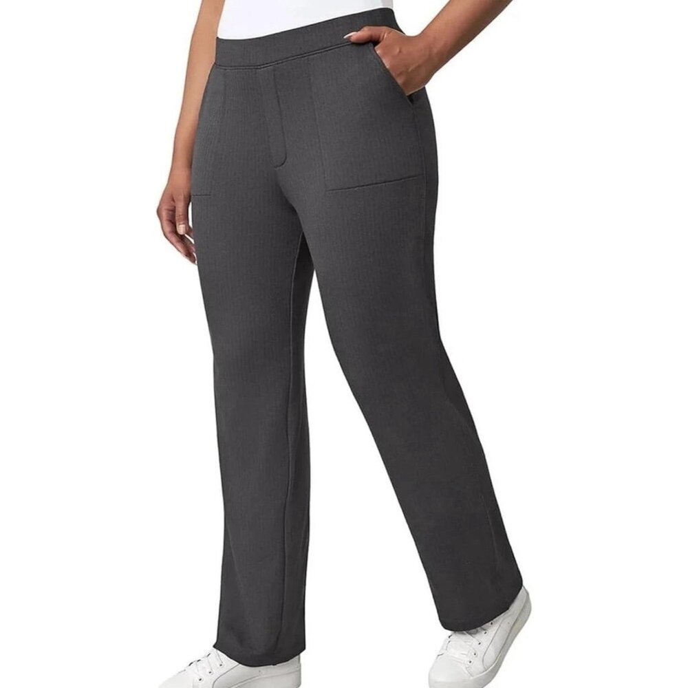 New Mondetta L High-Rise Pull-on Herringbone Straight Leg Stretch Wicking Pants - Picture 5 of 6